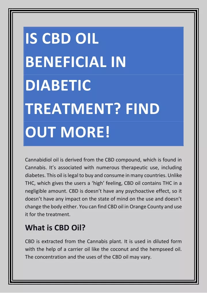 is cbd oil beneficial in diabetic treatment find
