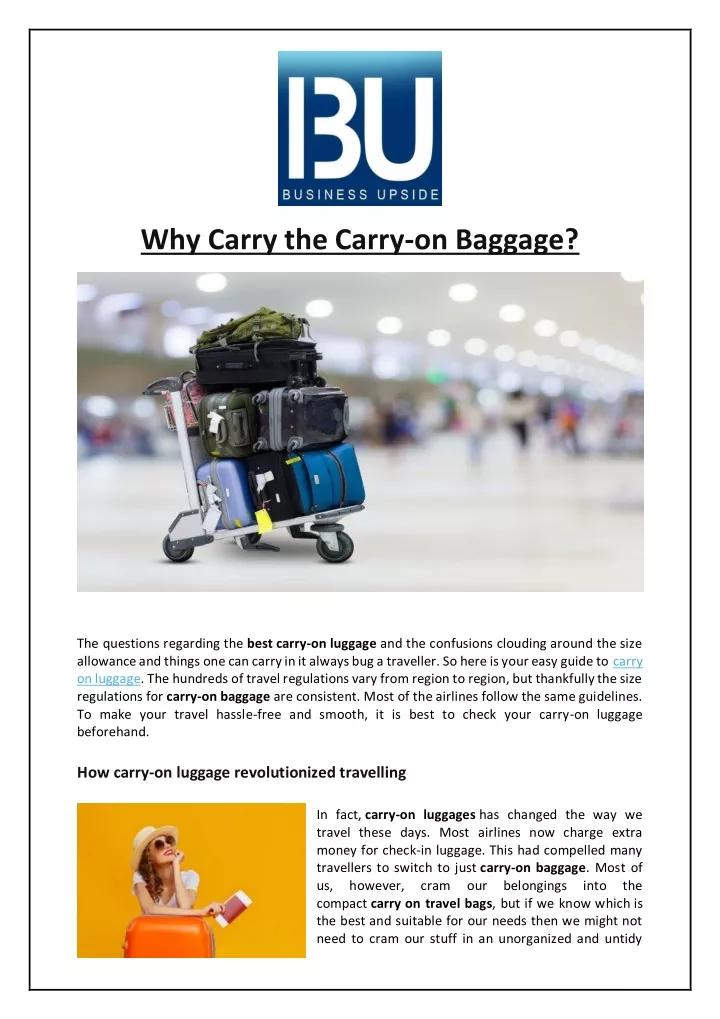 why carry the carry on baggage