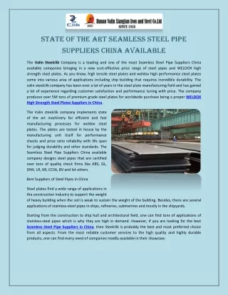 State of the Art Seamless Steel Pipe Suppliers China Available