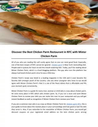 Discover the Best Chicken Parm Restaurant in NYC with Mister Chicken Parm