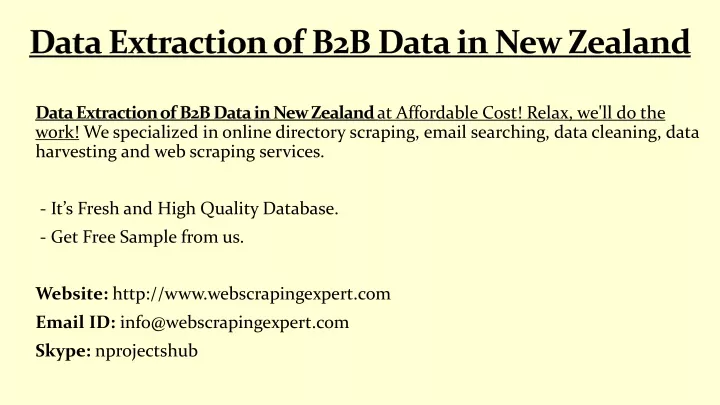 data extraction of b2b data in new zealand