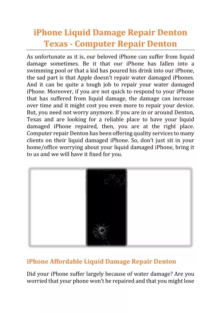 iphone liquid damage repair denton texas computer