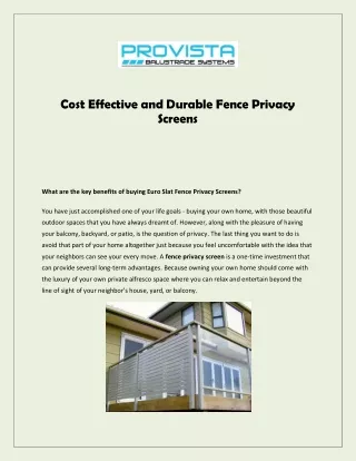 cost effective and durable fence privacy screens