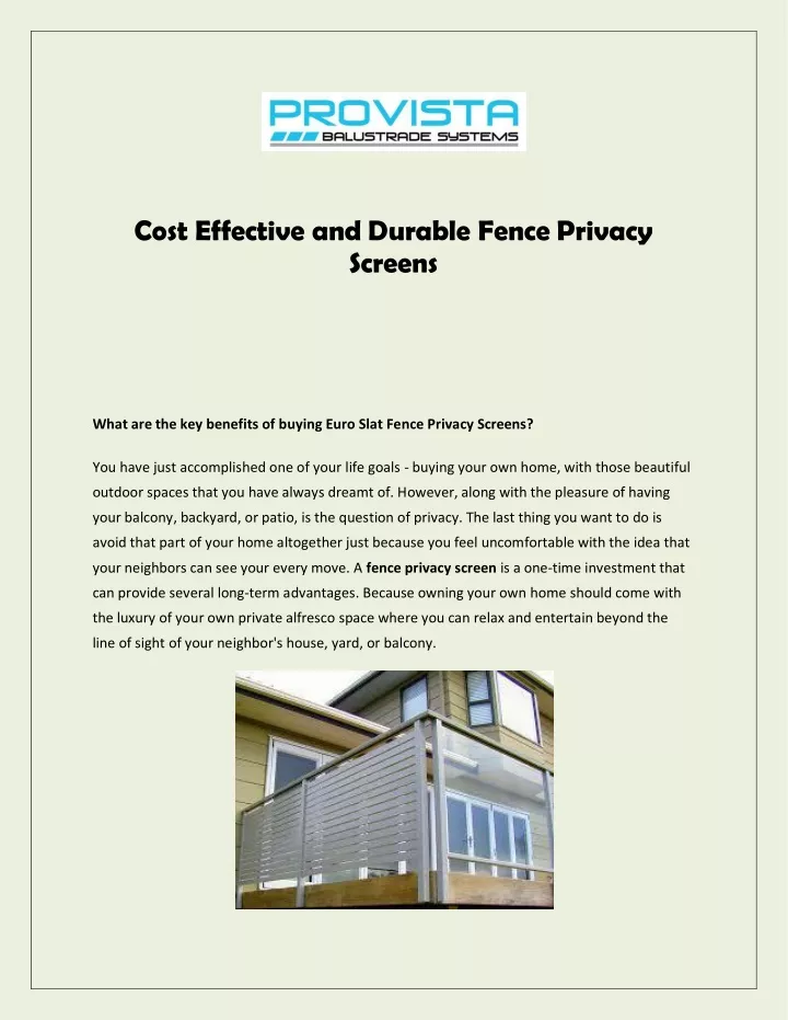 cost effective and durable fence privacy screens