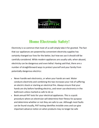 Home Electronic Safety!
