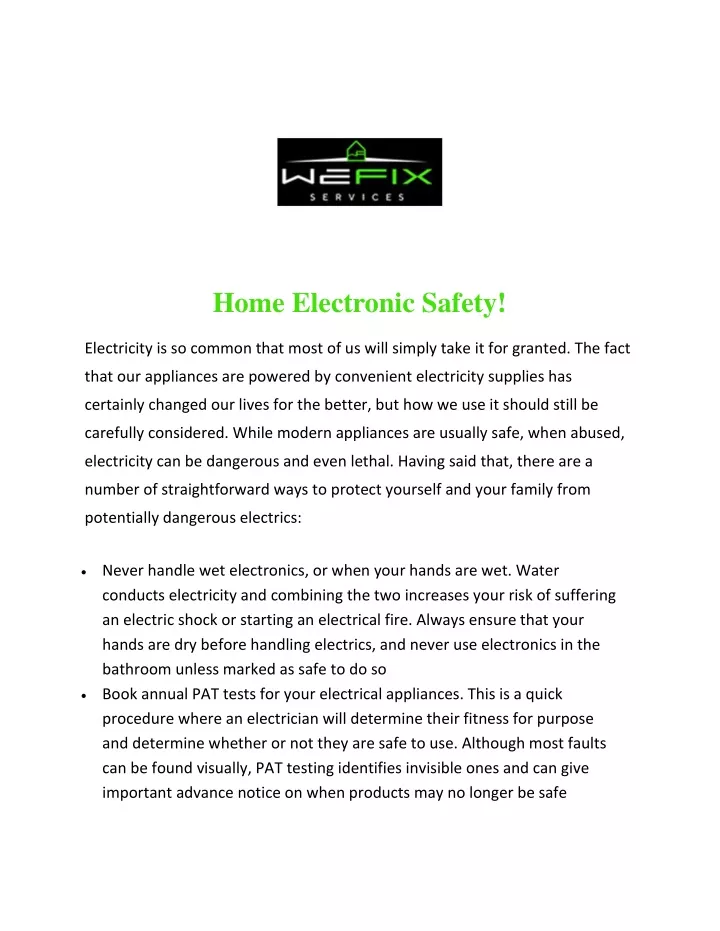 home electronic safety