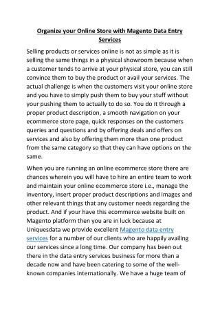 organize your online store with magento data