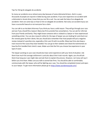 tips for hiring an abogado de accidente