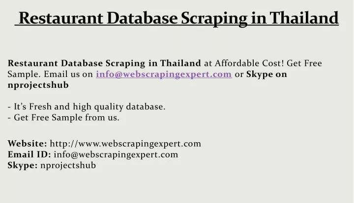 restaurant database scraping in thailand