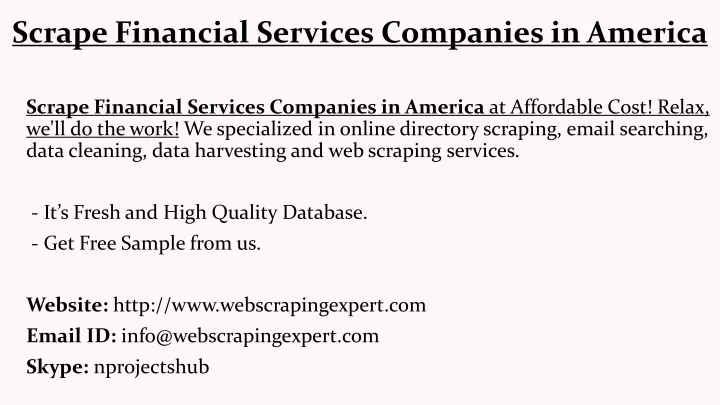 scrape financial services companies in america