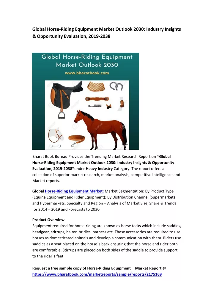 global horse riding equipment market outlook 2030