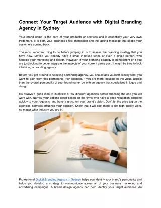 Connect Your Target Audience with Digital Branding Agency in Sydney