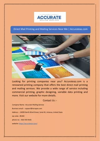 direct mail printing and mailing services near