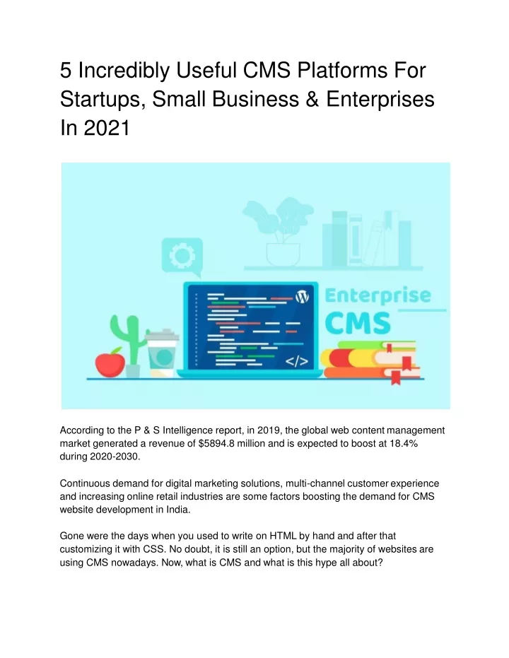 5 incredibly useful cms platforms for startups small business enterprises in 2021