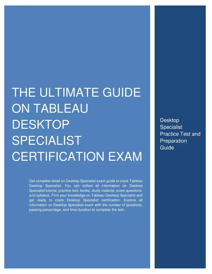 PPT - The Ultimate Guide on Tableau Desktop Specialist Certification ...