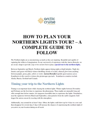 HOW TO PLAN YOUR NORTHERN LIGHTS TOUR? – A COMPLETE GUIDE TO FOLLOW