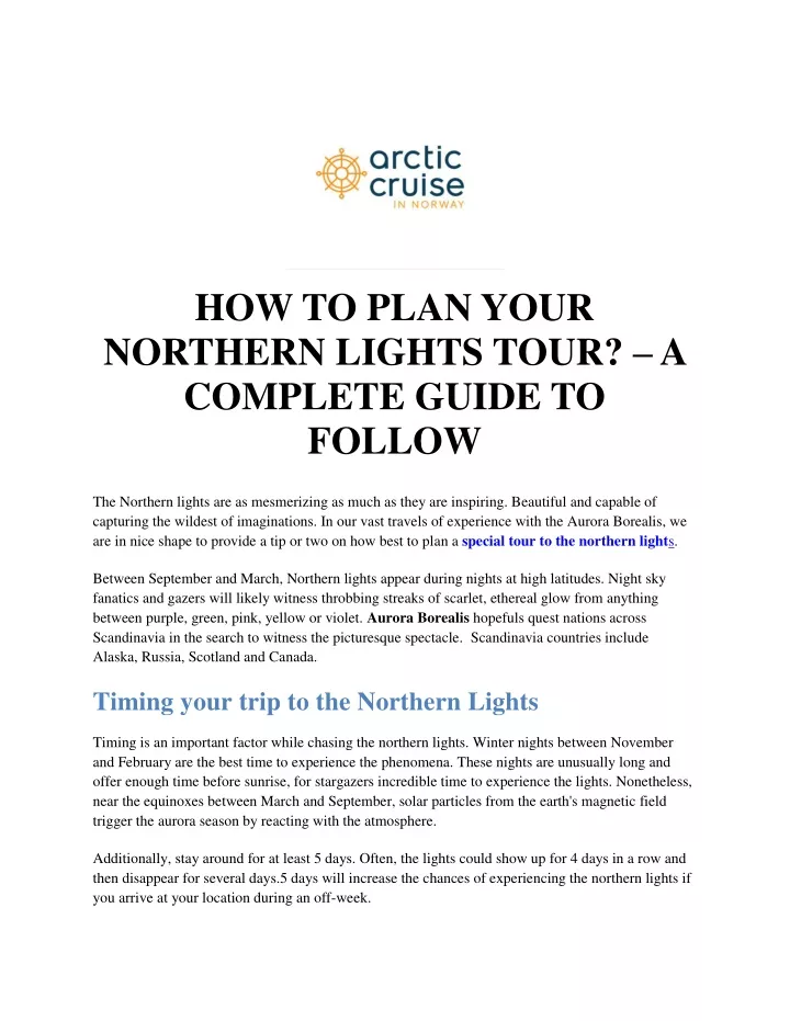 how to plan your northern lights tour a complete
