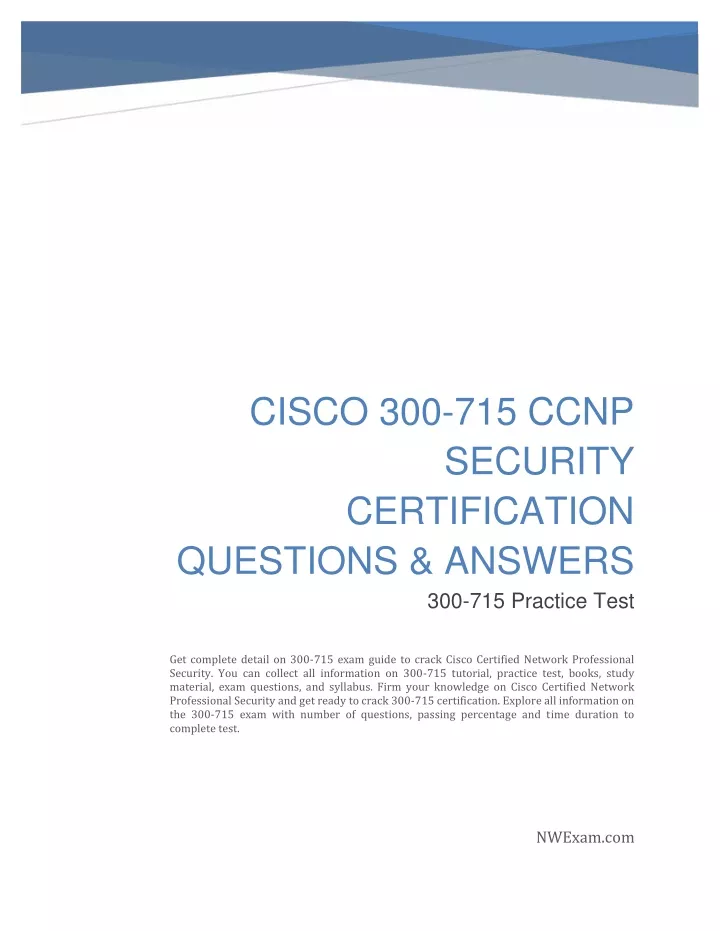 cisco 300 715 ccnp security certification