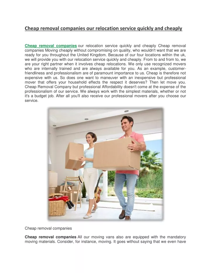 cheap removal companies our relocation service