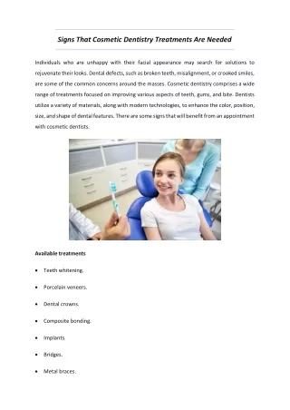 Signs That Cosmetic Dentistry Treatments Are Needed