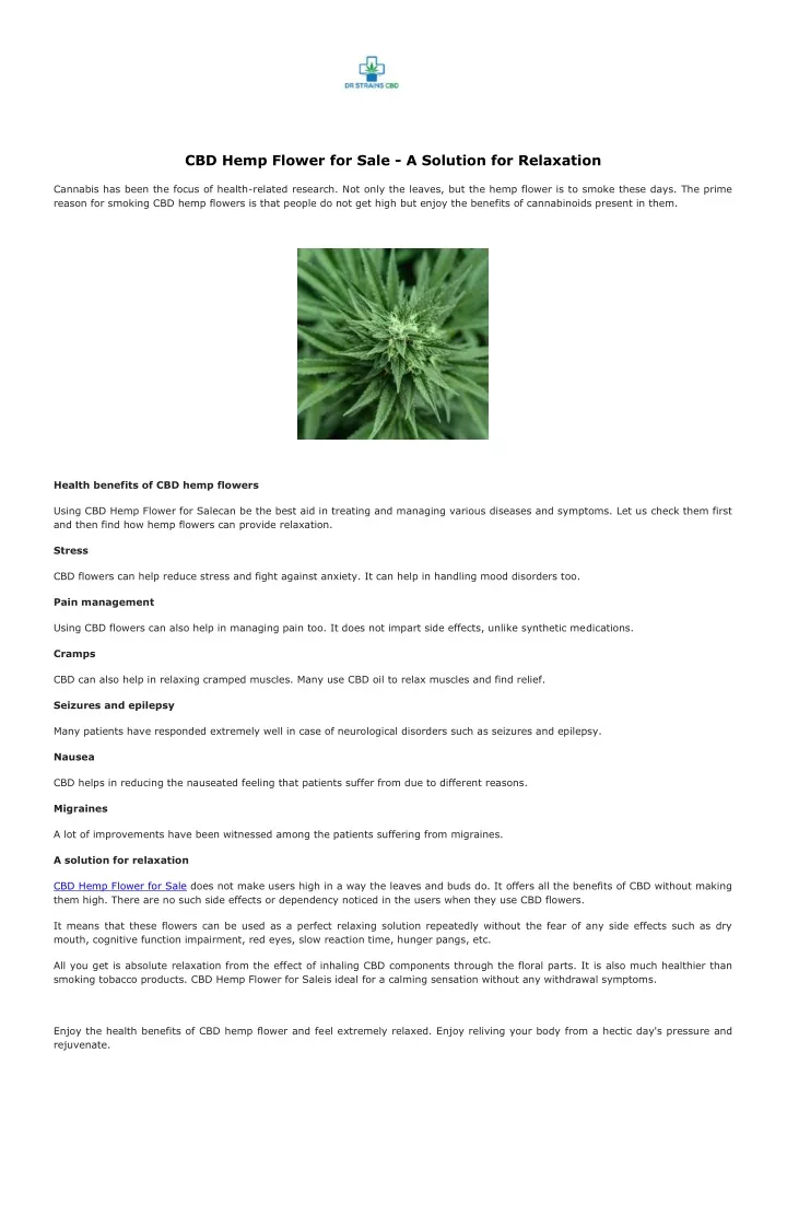 cbd hemp flower for sale a solution for relaxation
