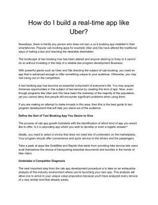 how do i build a real time app like uber