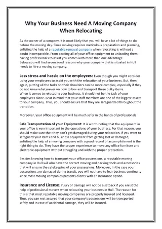 why your business need a moving company when