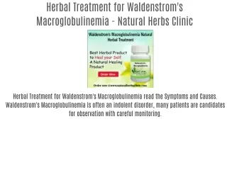 Herbal Treatment for Waldenstrom's Macroglobulinemia - Natural Herbs Clinic