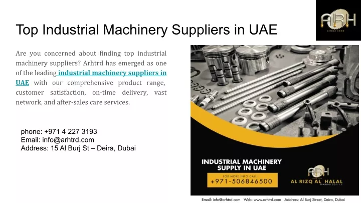 top industrial machinery suppliers in uae