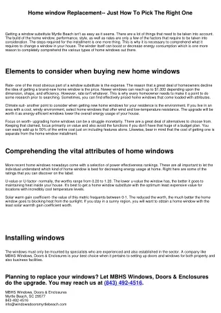 home window replacement just how to pick