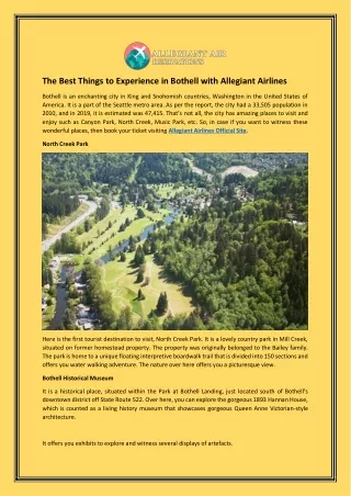 The Best Things to Experience in Bothell with Allegiant Airlines