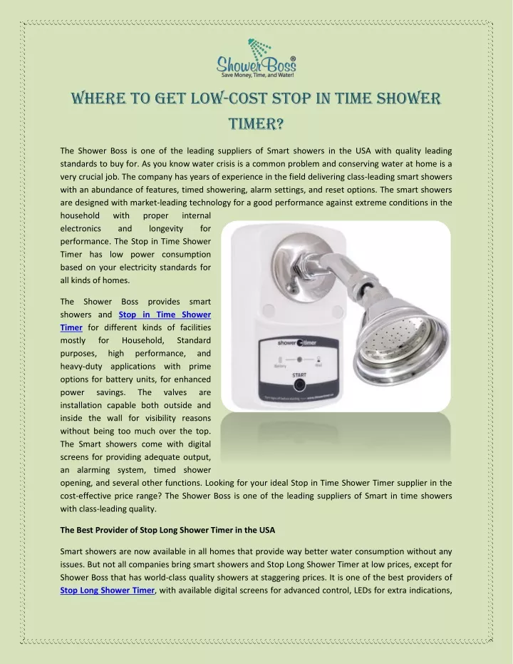 where to get low cost stop in time shower timer