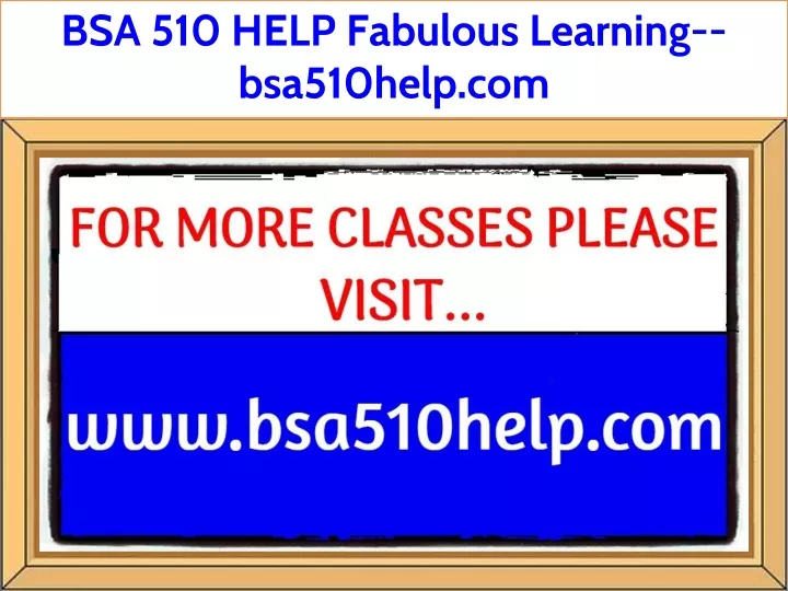 bsa 510 help fabulous learning bsa510help com