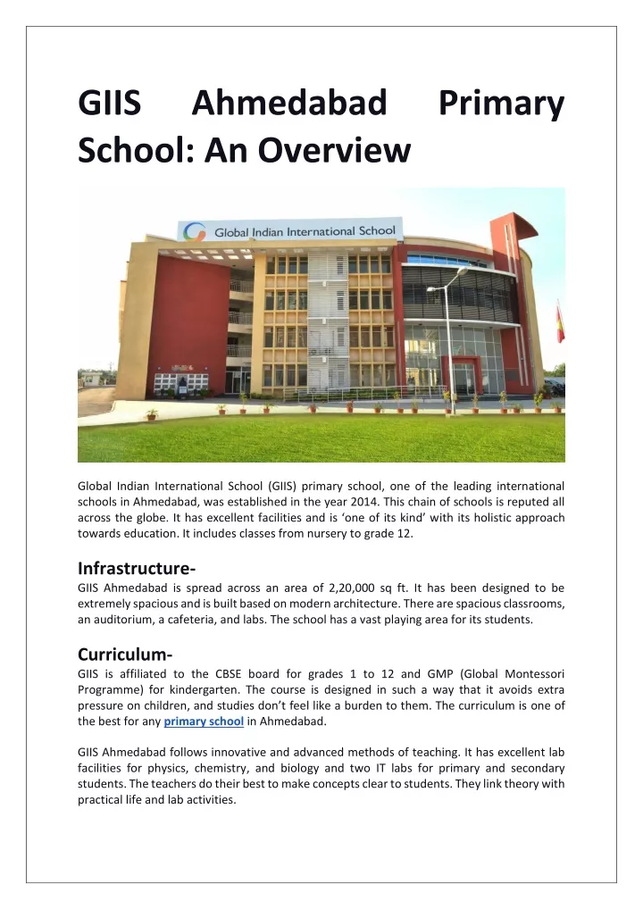 giis school an overview