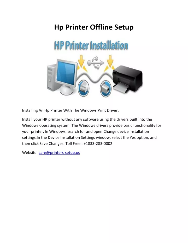 hp printer offline setup