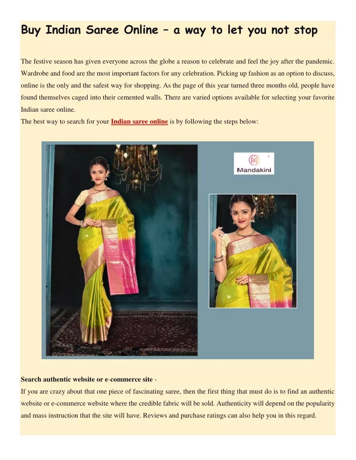 buy indian saree online a way to let you not stop