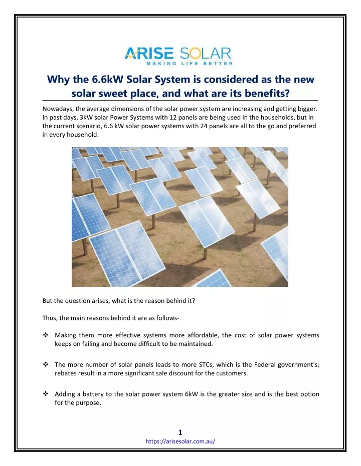 why the 6 6kw solar system is considered