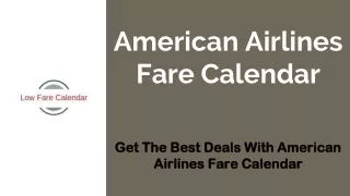 American Airlines Fare Calendar