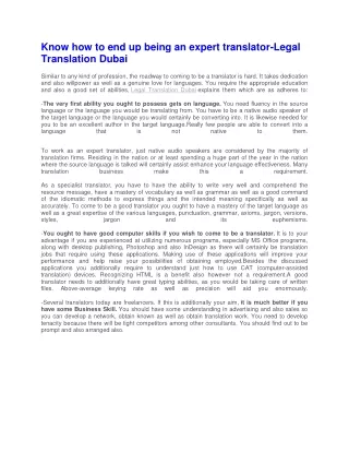 Know how to end up being an expert translator-Legal Translation Dubai