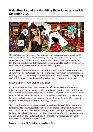 make best use of the gambling experience
