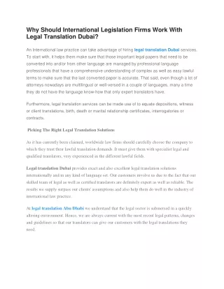 Why Should International Legislation Firms Work With Legal Translation Dubai?