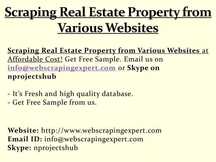 scraping real estate property from various websites