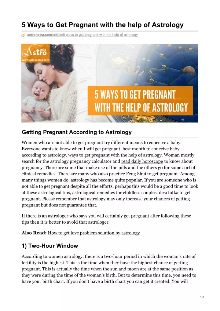 5 ways to get pregnant with the help of astrology
