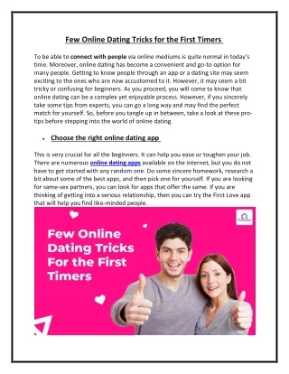 Few Online Dating Tricks for the First Timers