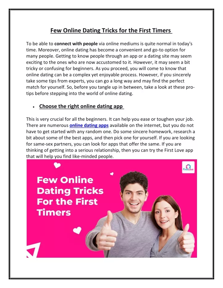 few online dating tricks for the first timers