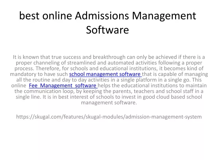 best online admissions management software