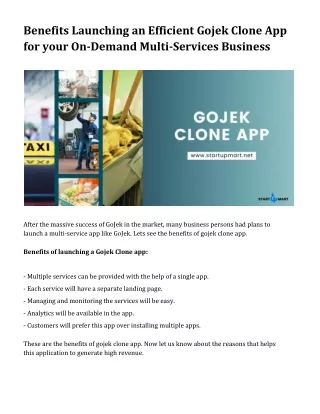 benefits launching an efficient gojek clone