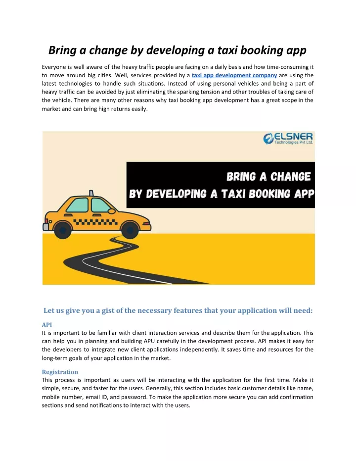 bring a change by developing a taxi booking app