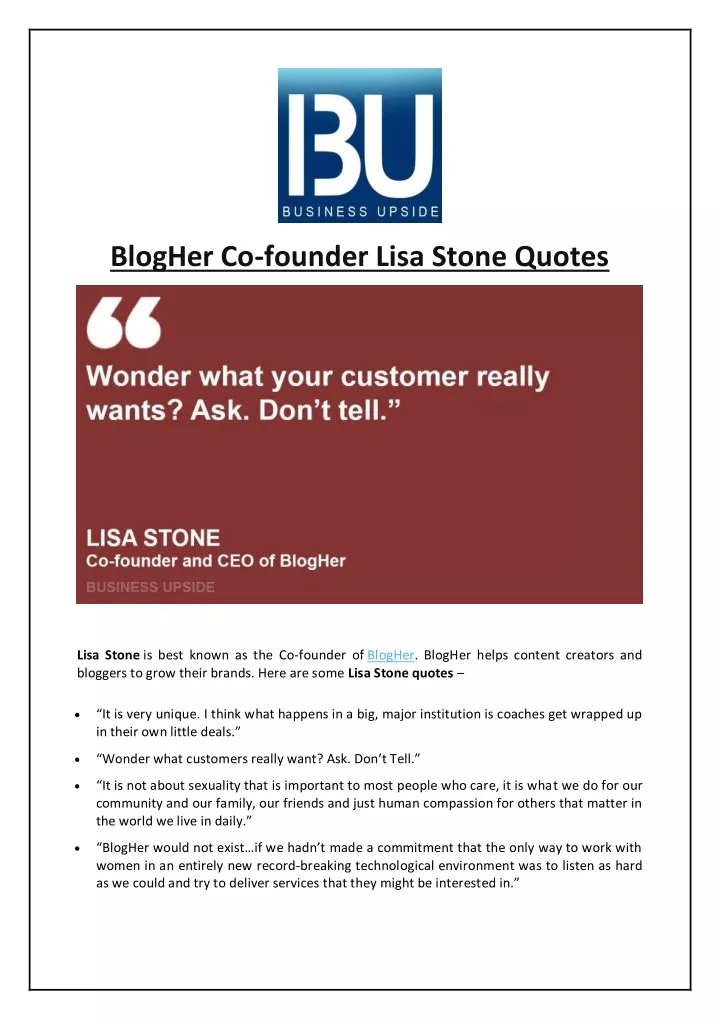 blogher co founder lisa stone quotes