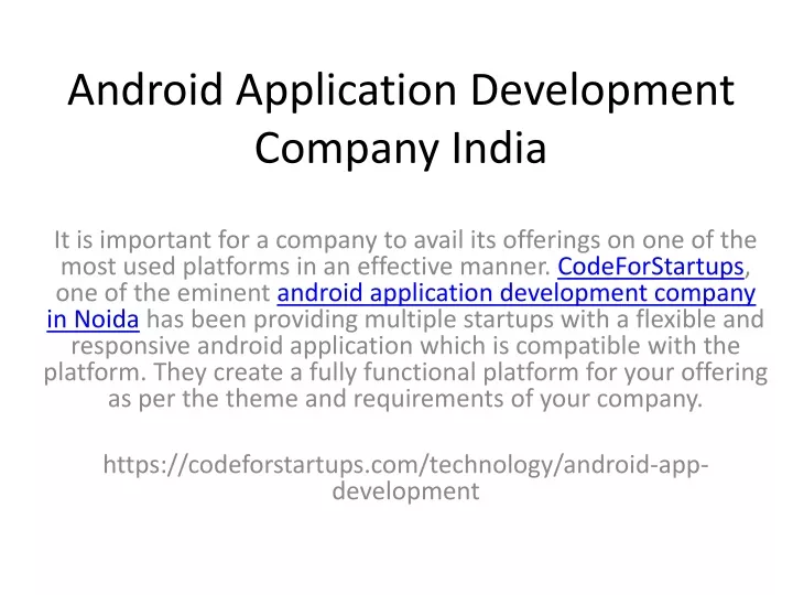 android application development company india